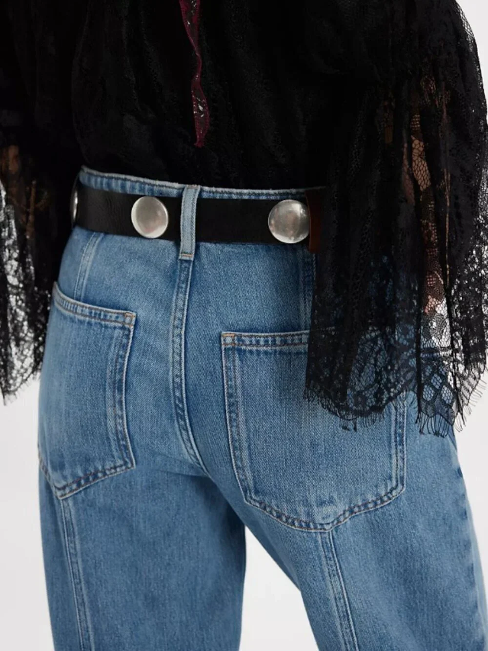 NWT Free People Rhea Leather Belt in Black